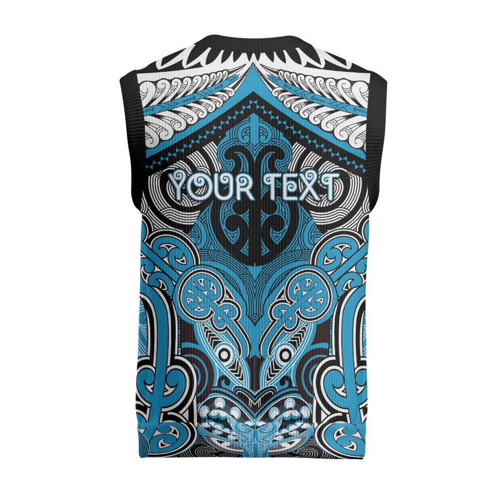 Aotearoa Iwi Ngati Porou Personalised Christmas Knitted V-Neck Vest Maori Kowhaiwhai Pattern