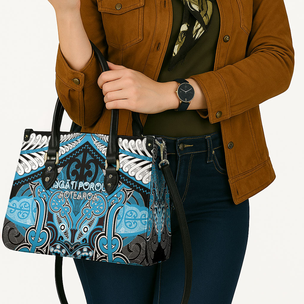 Aotearoa Iwi Ngati Porou Leather Bag Maori Kowhaiwhai Pattern
