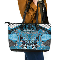Aotearoa Iwi Ngati Porou Leather Tote Bag Maori Kowhaiwhai Pattern