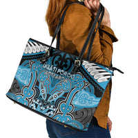 Aotearoa Iwi Ngati Porou Leather Tote Bag Maori Kowhaiwhai Pattern
