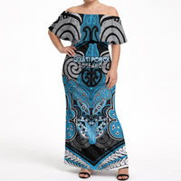 Aotearoa Iwi Ngati Porou Personalised Off Shoulder Maxi Dress Maori Kowhaiwhai Pattern