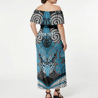 Aotearoa Iwi Ngati Porou Personalised Off Shoulder Maxi Dress Maori Kowhaiwhai Pattern