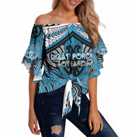 Aotearoa Iwi Ngati Porou Personalised Off Shoulder Wrap Waist Top Maori Kowhaiwhai Pattern