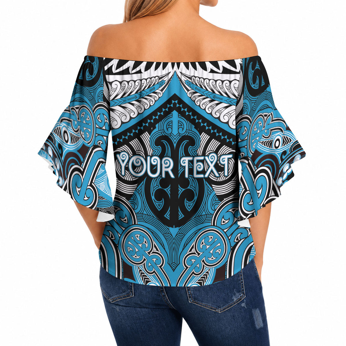 Aotearoa Iwi Ngati Porou Personalised Off Shoulder Wrap Waist Top Maori Kowhaiwhai Pattern