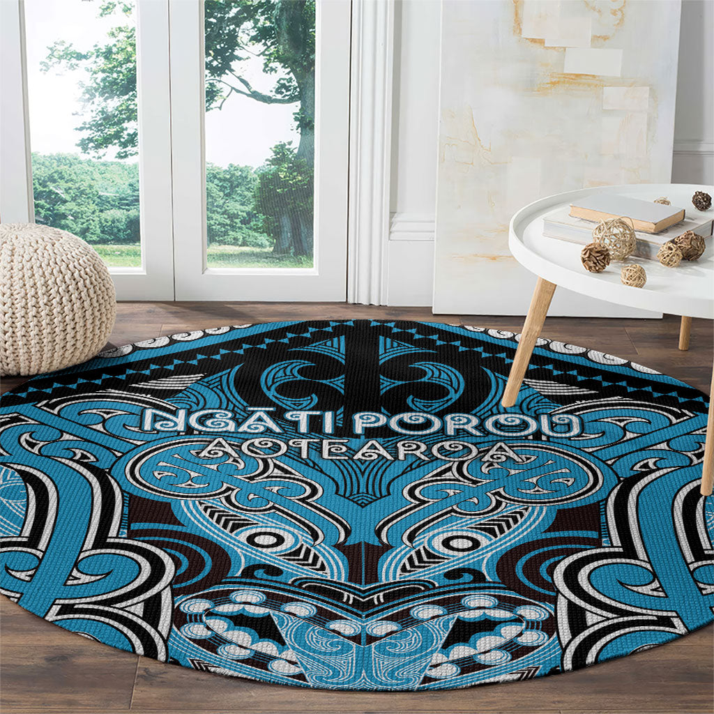 Aotearoa Iwi Ngati Porou Round Carpet Maori Kowhaiwhai Pattern
