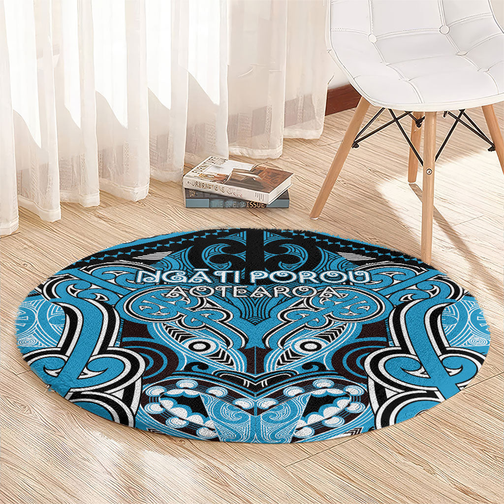 Aotearoa Iwi Ngati Porou Round Carpet Maori Kowhaiwhai Pattern