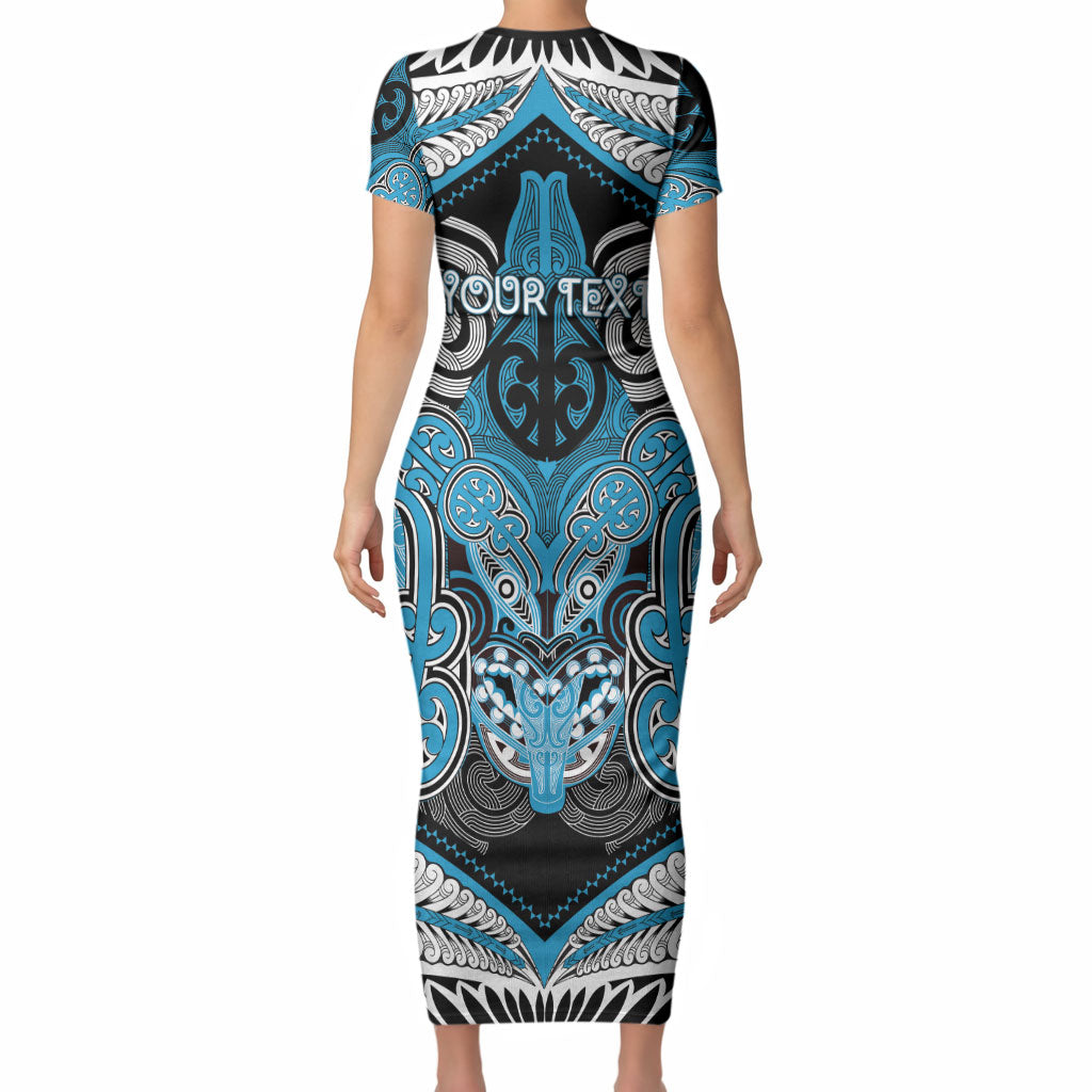 Aotearoa Iwi Ngati Porou Personalised Short Sleeve Bodycon Dress Maori Kowhaiwhai Pattern