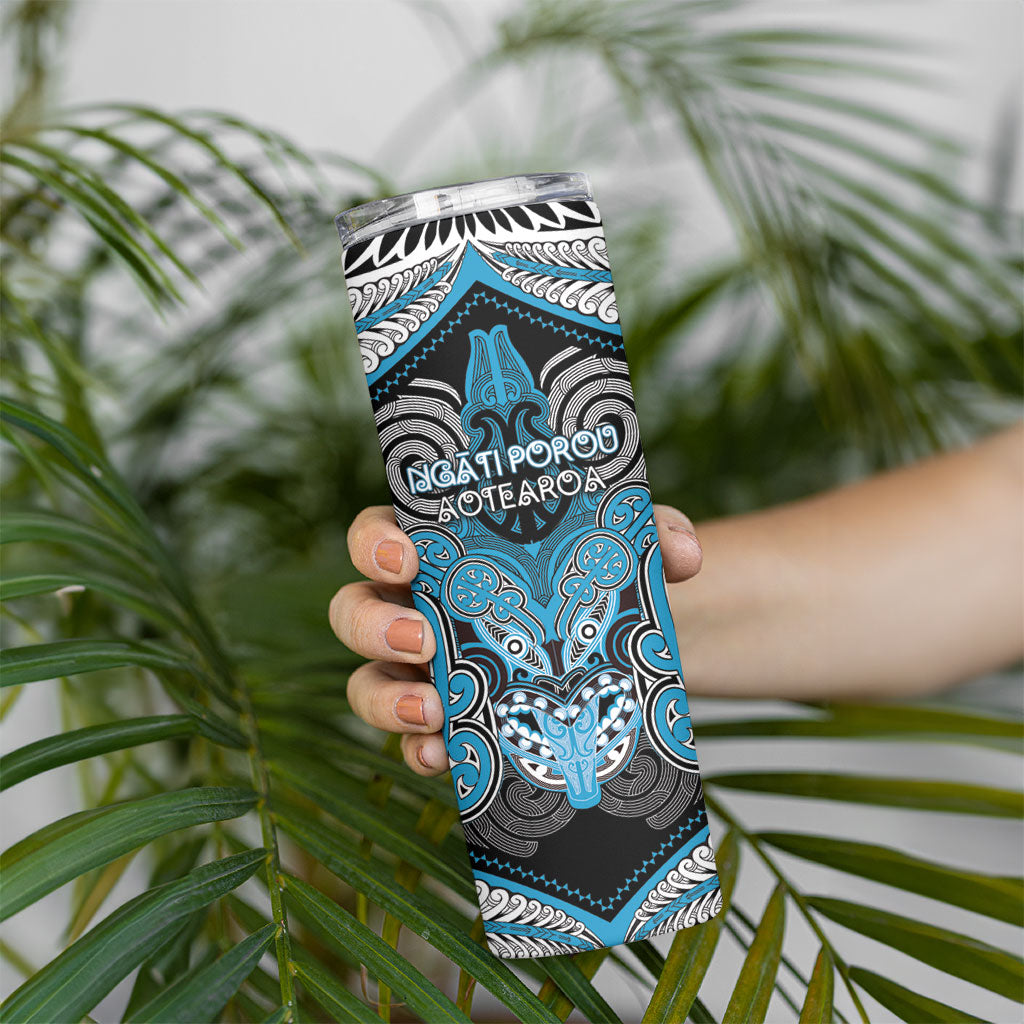 Aotearoa Iwi Ngati Porou Personalised Skinny Tumbler Maori Kowhaiwhai Pattern