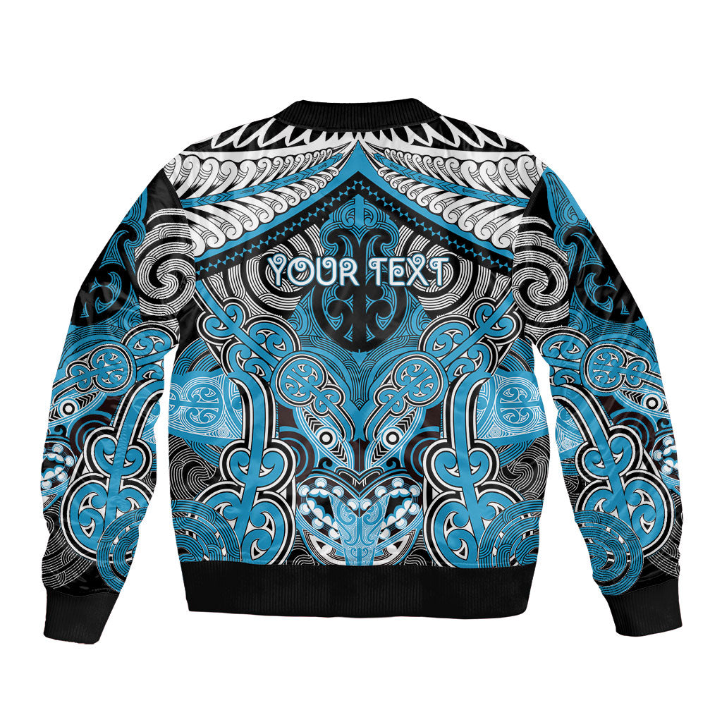 Aotearoa Iwi Ngati Porou Personalised Sleeve Zip Bomber Jacket Maori Kowhaiwhai Pattern