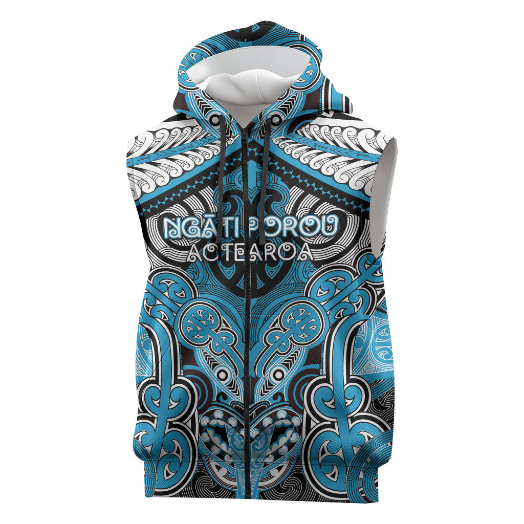 Aotearoa Iwi Ngati Porou Personalised Sleeveless Zip Hoodie Maori Kowhaiwhai Pattern