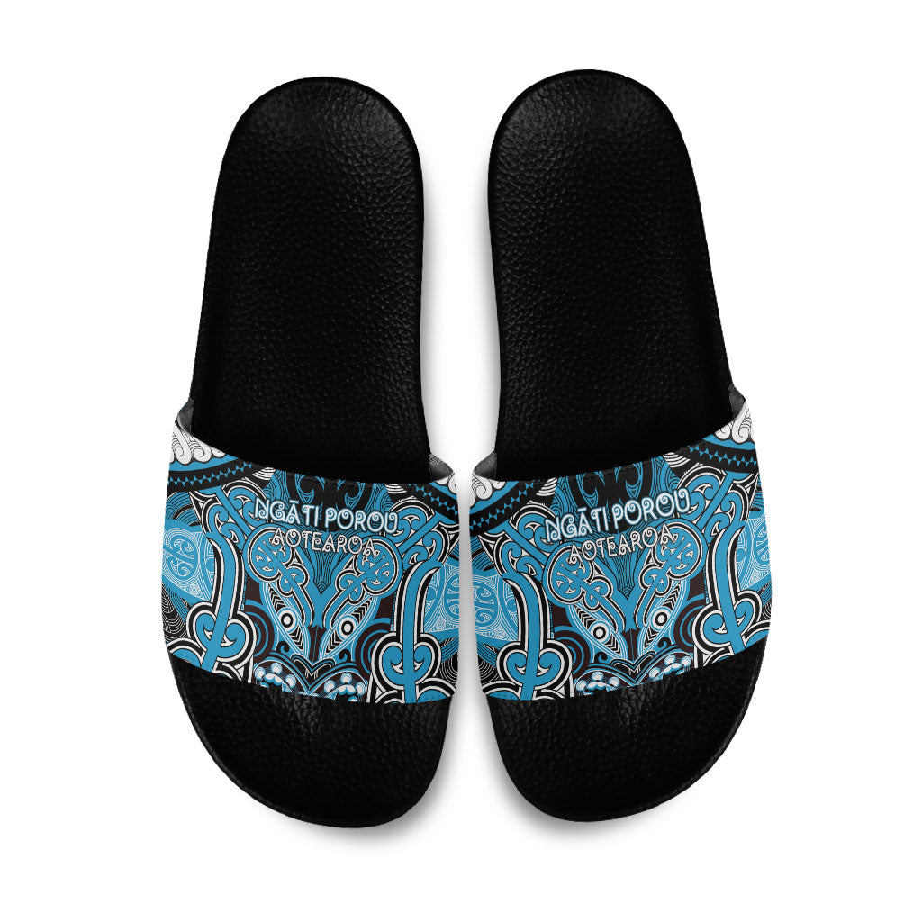 Aotearoa Iwi Ngati Porou Slide Sandals Maori Kowhaiwhai Pattern