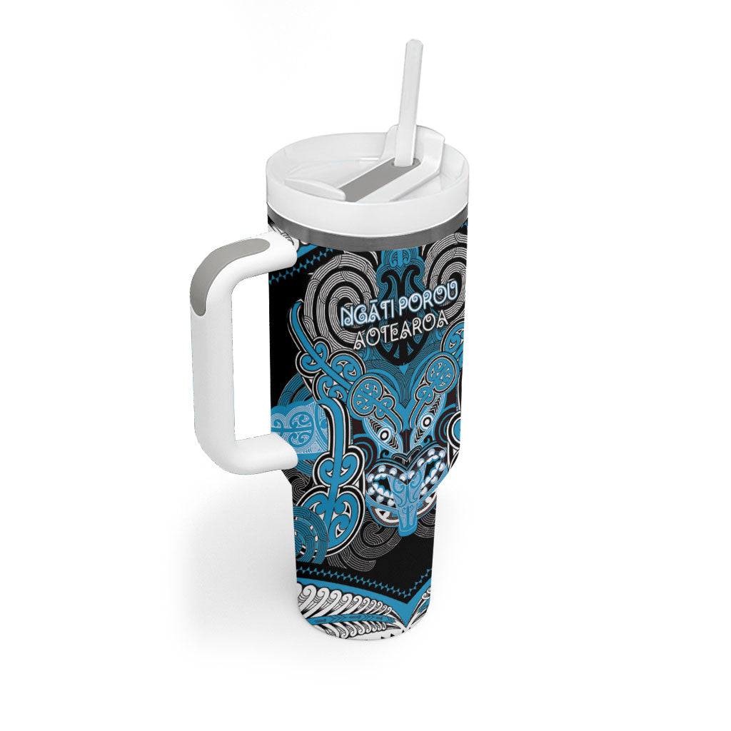 Aotearoa Iwi Ngati Porou Personalised Tumbler With Handle Maori Kowhaiwhai Pattern