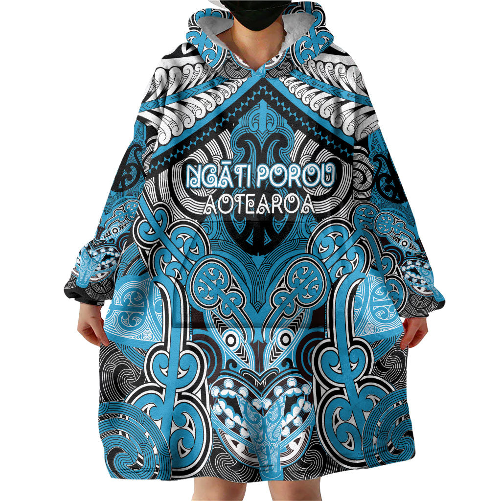 Aotearoa Iwi Ngati Porou Personalised Wearable Blanket Hoodie Maori Kowhaiwhai Pattern