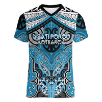 Aotearoa Iwi Ngati Porou Personalised Women V-Neck T-Shirt Maori Kowhaiwhai Pattern