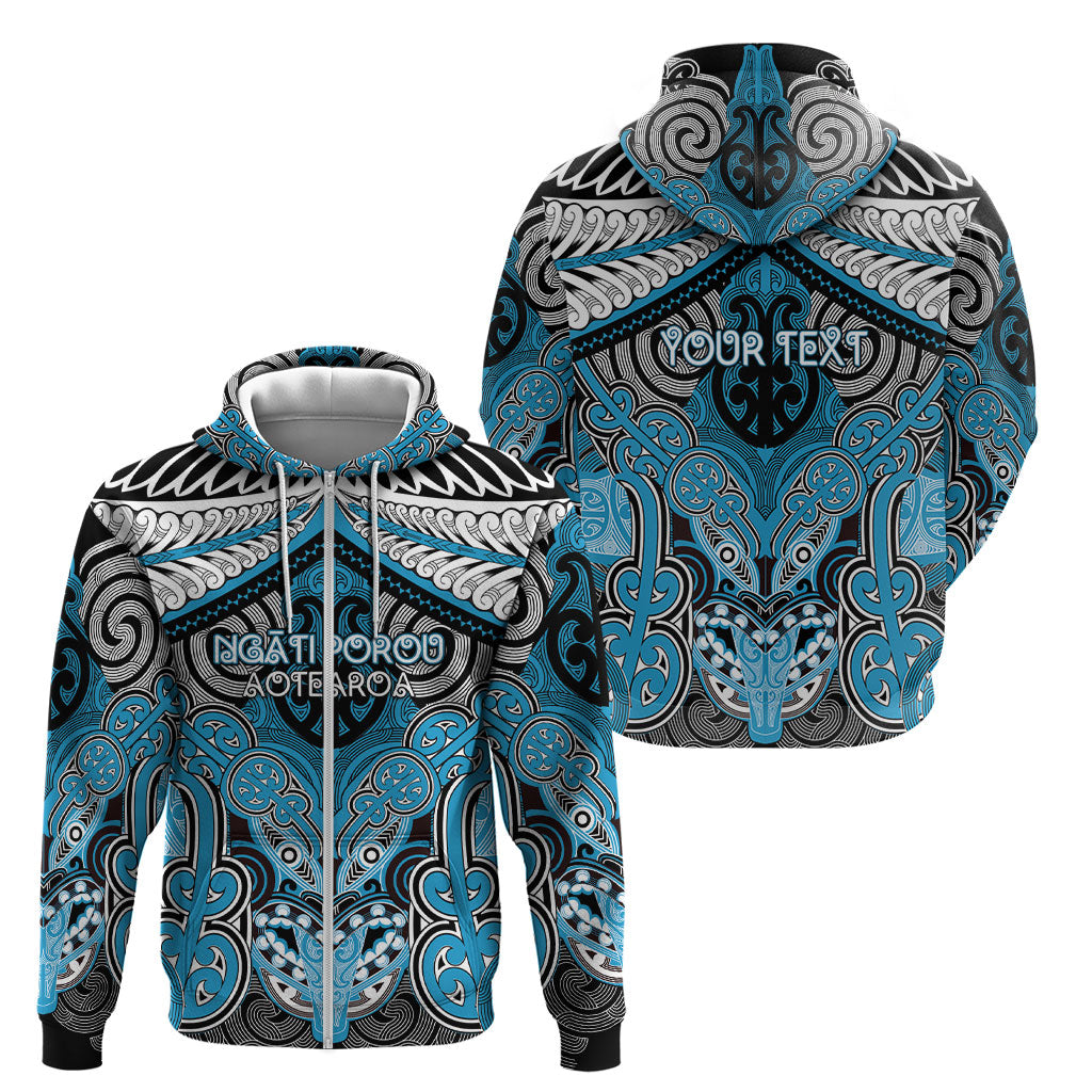 Aotearoa Iwi Ngati Porou Personalised Zip Hoodie Maori Kowhaiwhai Pattern