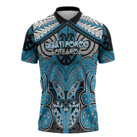 Aotearoa Iwi Ngati Porou Personalised Zipper Polo Shirt Maori Kowhaiwhai Pattern