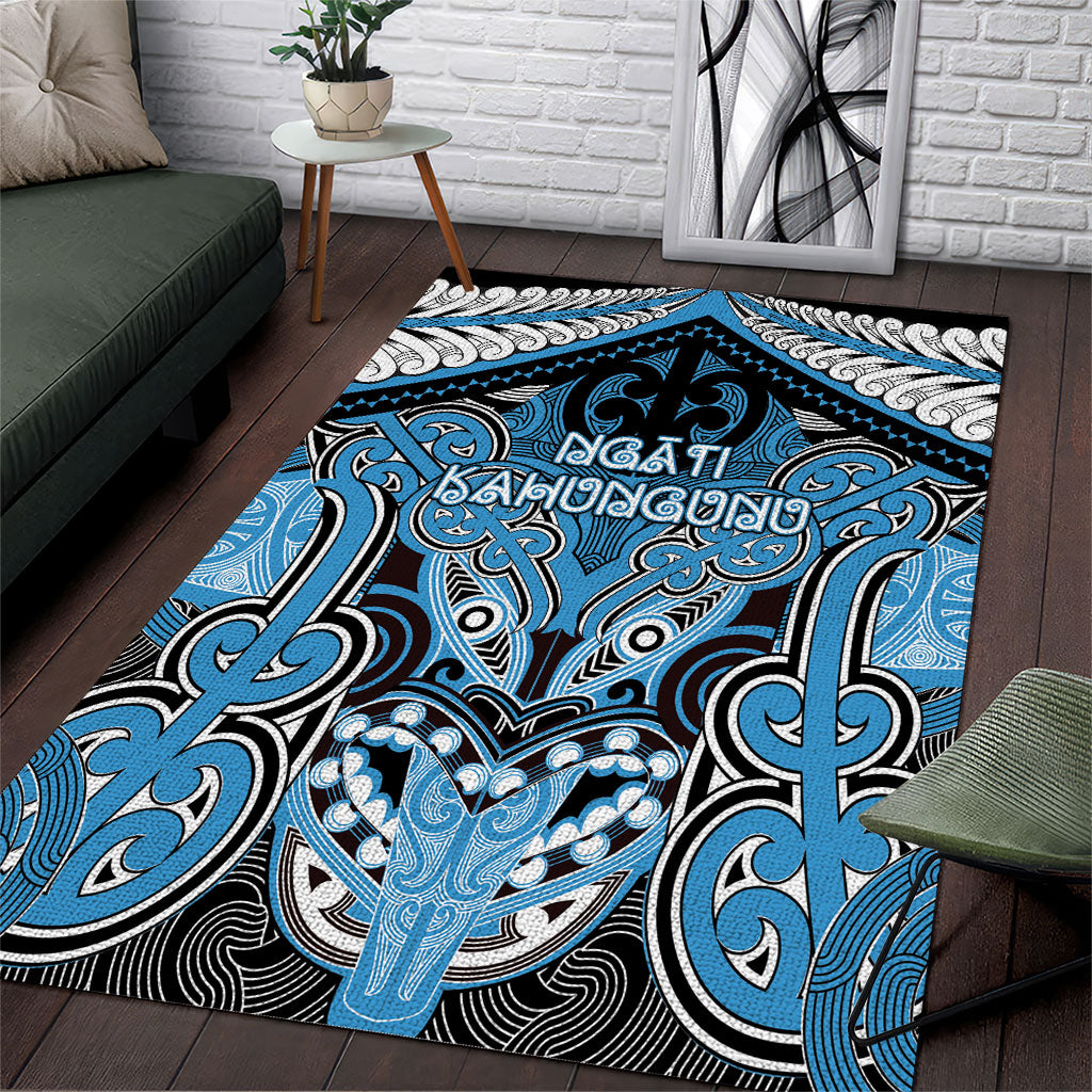 Aotearoa Iwi Ngati Kahungunu Area Rug Maori Kowhaiwhai Pattern LT19 Blue - Polynesian Pride