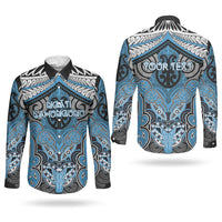 Aotearoa Iwi Ngati Kahungunu Personalised Couples Matching Off Shoulder Short Dress and Long Sleeve Button Shirt Maori Kowhaiwhai Pattern