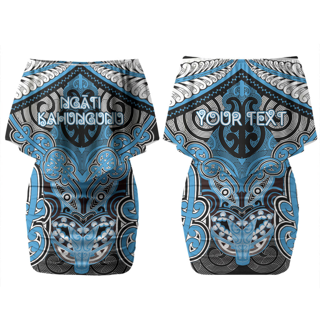 Aotearoa Iwi Ngati Kahungunu Personalised Couples Matching Off Shoulder Short Dress and Long Sleeve Button Shirt Maori Kowhaiwhai Pattern
