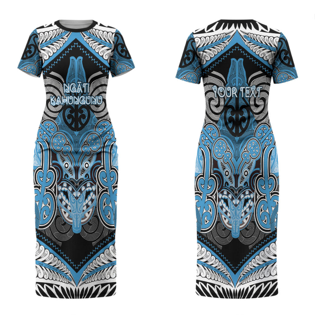 Aotearoa Iwi Ngati Kahungunu Personalised Couples Matching Short Sleeve Bodycon Dress and Hawaiian Shirt Maori Kowhaiwhai Pattern