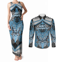 Aotearoa Iwi Ngati Kahungunu Personalised Couples Matching Tank Maxi Dress and Long Sleeve Button Shirt Maori Kowhaiwhai Pattern