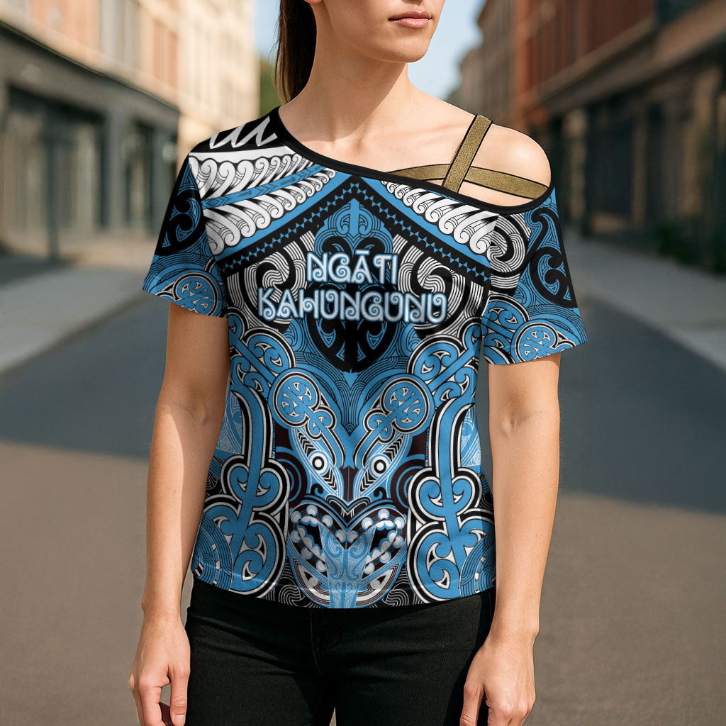 Aotearoa Iwi Ngati Kahungunu Personalised Cross Shoulder Shirt Maori Kowhaiwhai Pattern