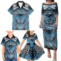 Aotearoa Iwi Ngati Kahungunu Personalised Family Matching Puletasi and Hawaiian Shirt Maori Kowhaiwhai Pattern