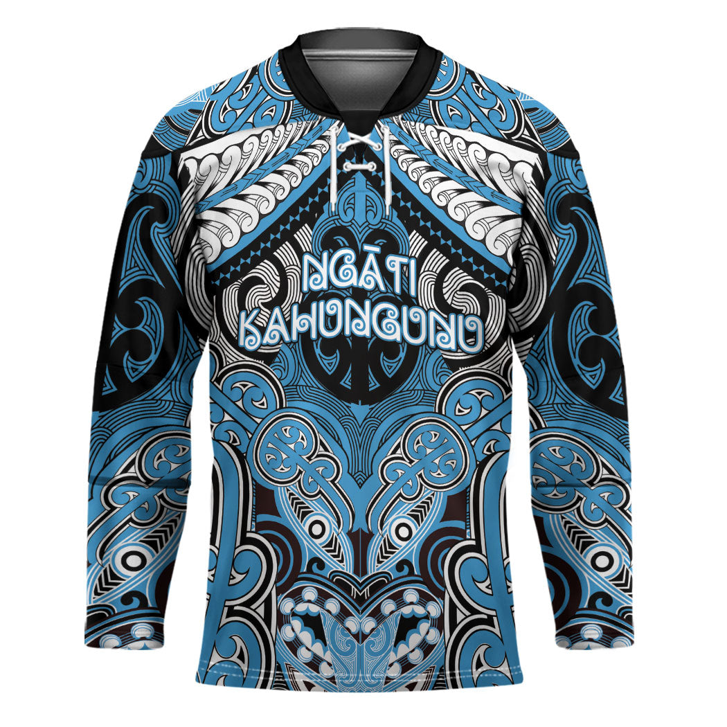 Aotearoa Iwi Ngati Kahungunu Personalised Hockey Jersey Maori Kowhaiwhai Pattern LT19 Unisex Blue - Polynesian Pride
