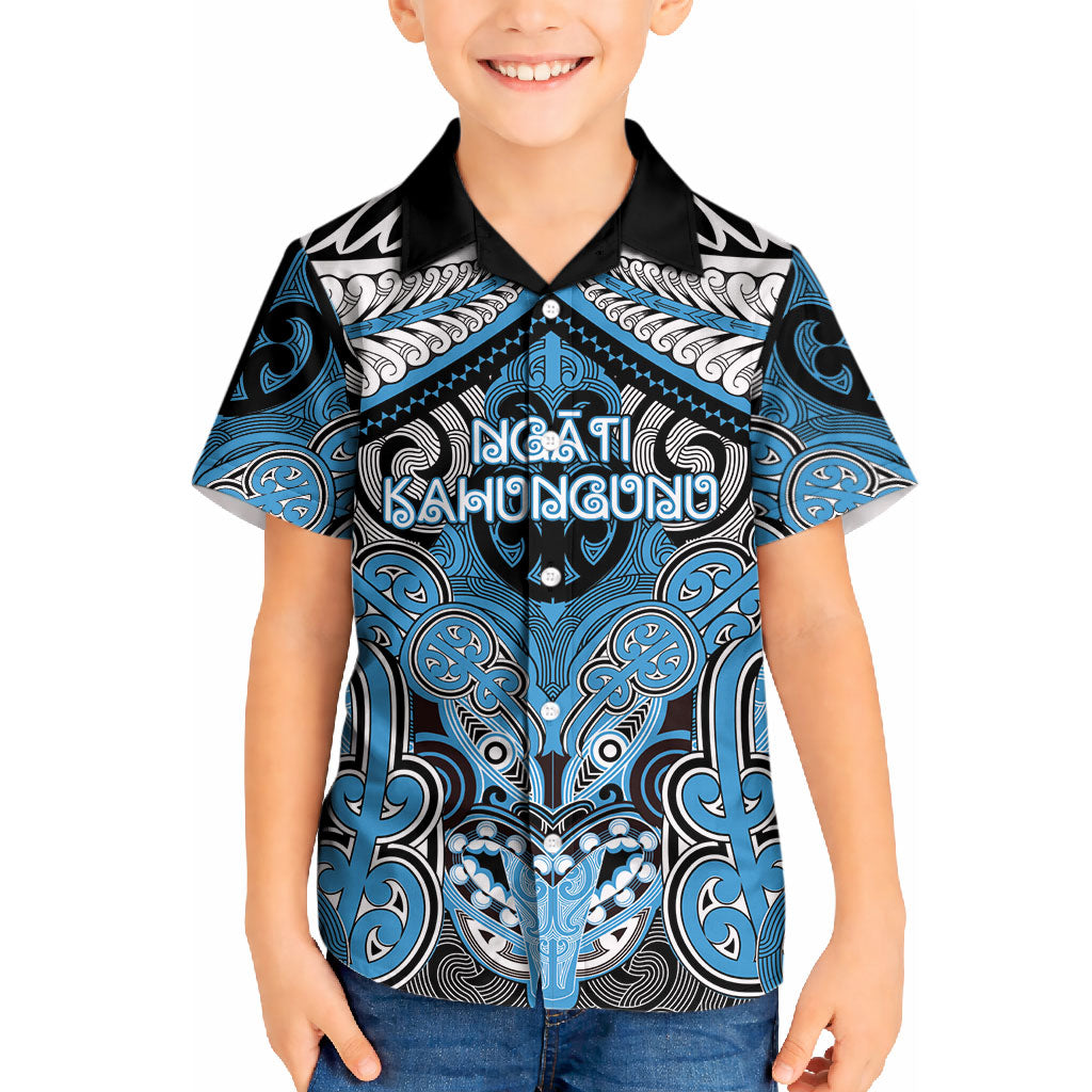 Aotearoa Iwi Ngati Kahungunu Personalised Kid Hawaiian Shirt Maori Kowhaiwhai Pattern