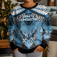 Aotearoa Iwi Ngati Kahungunu Personalised Kid Ugly Christmas Sweater Maori Kowhaiwhai Pattern