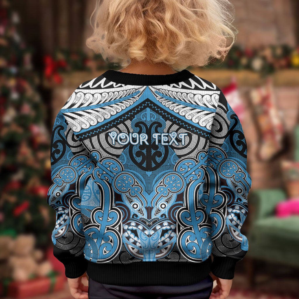 Aotearoa Iwi Ngati Kahungunu Personalised Kid Ugly Christmas Sweater Maori Kowhaiwhai Pattern