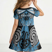 Aotearoa Iwi Ngati Kahungunu Personalised Kid Short Sleeve Dress Maori Kowhaiwhai Pattern