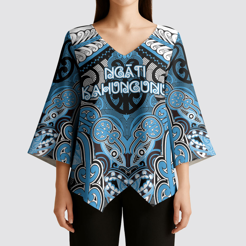 Aotearoa Iwi Ngati Kahungunu Personalised Kimono Sleeve Blouse Maori Kowhaiwhai Pattern