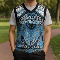 Aotearoa Iwi Ngati Kahungunu Personalised Christmas Knitted V-Neck Vest Maori Kowhaiwhai Pattern
