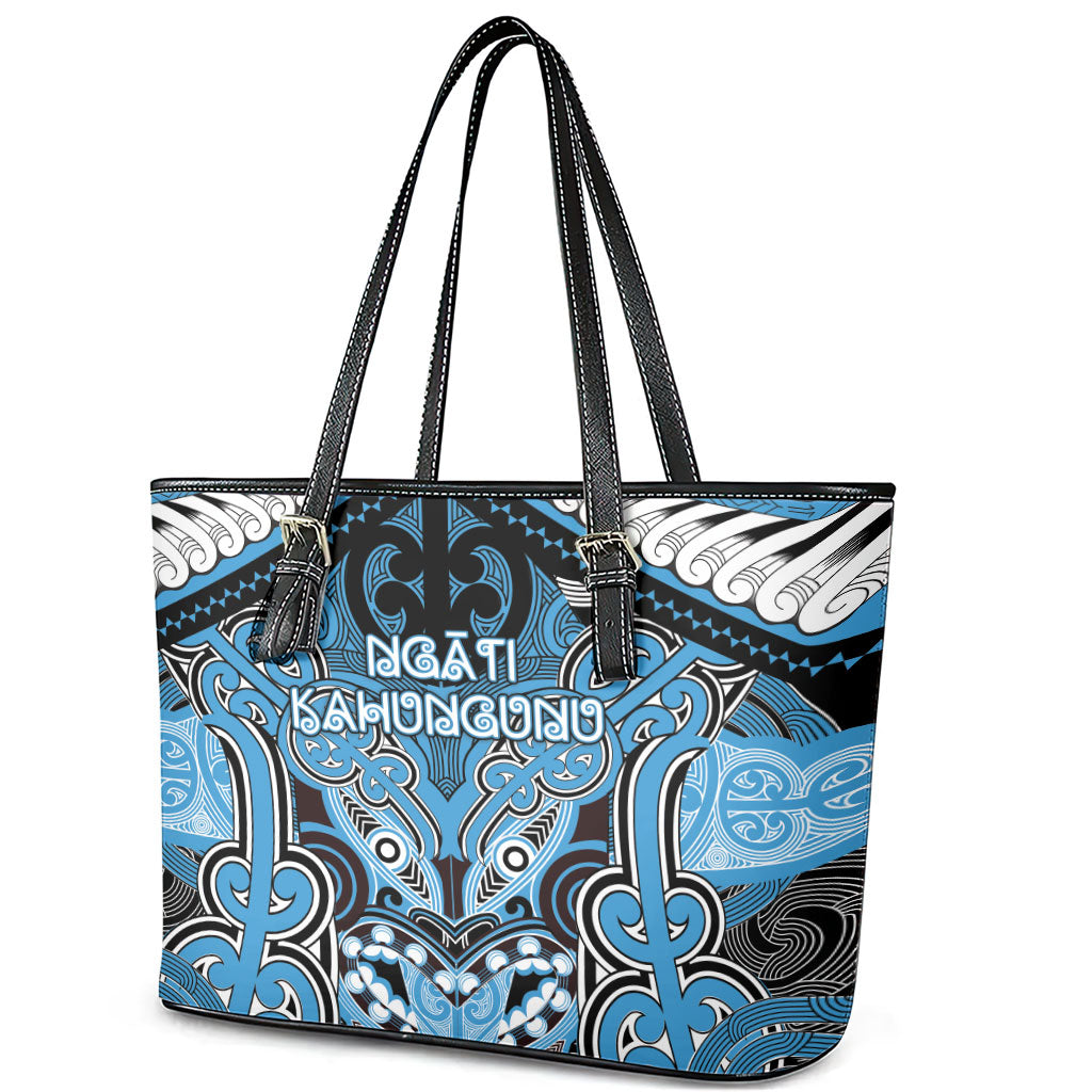 Aotearoa Iwi Ngati Kahungunu Leather Tote Bag Maori Kowhaiwhai Pattern
