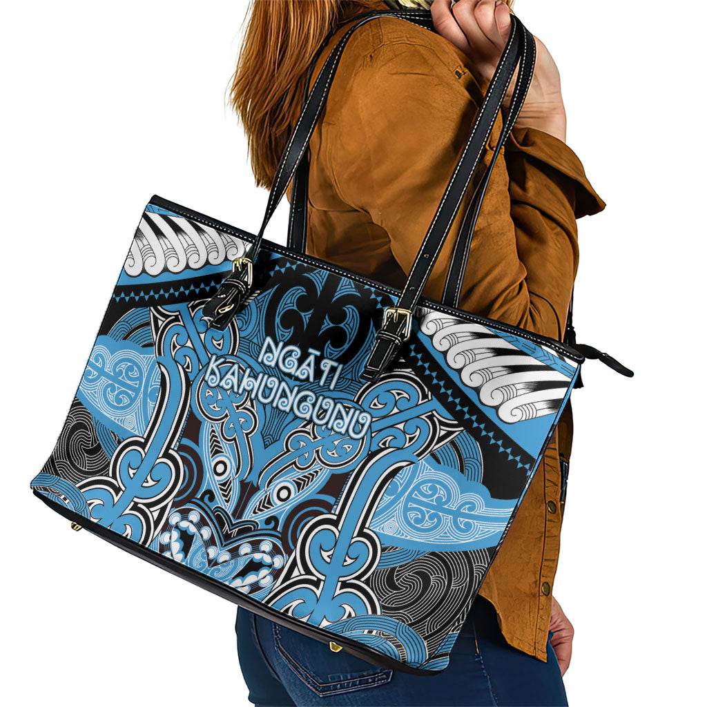 Aotearoa Iwi Ngati Kahungunu Leather Tote Bag Maori Kowhaiwhai Pattern