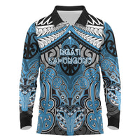 Aotearoa Iwi Ngati Kahungunu Personalised Long Sleeve Polo Shirt Maori Kowhaiwhai Pattern