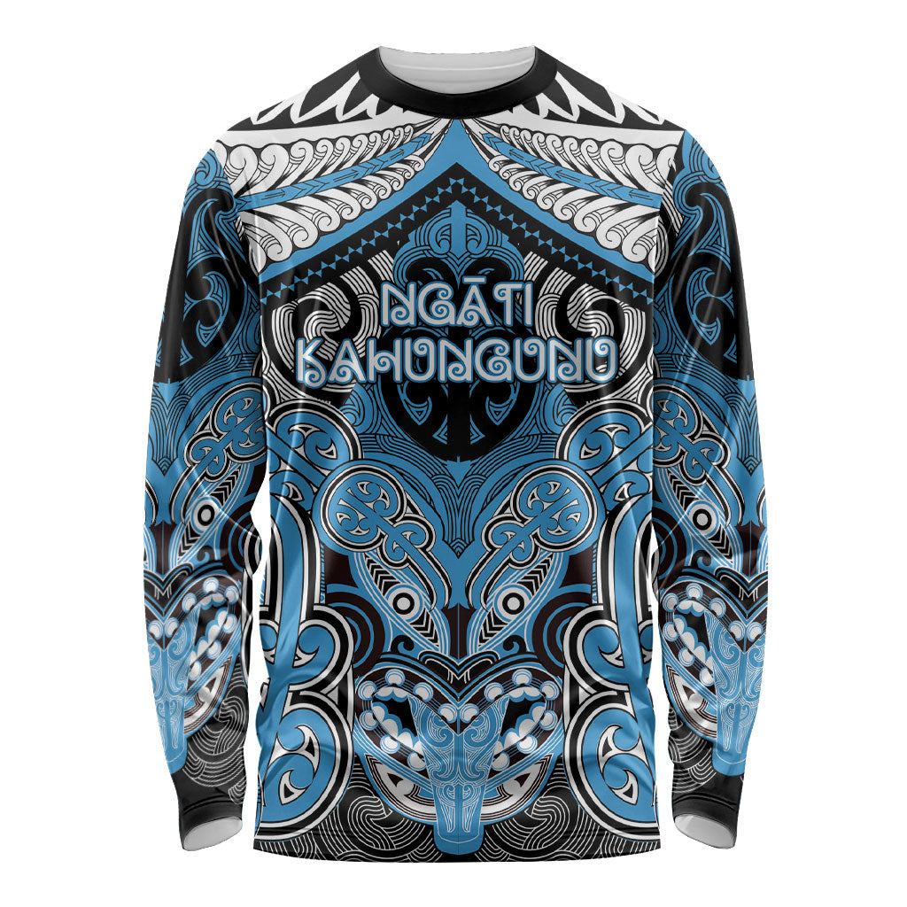 Aotearoa Iwi Ngati Kahungunu Personalised Long Sleeve Shirt Maori Kowhaiwhai Pattern