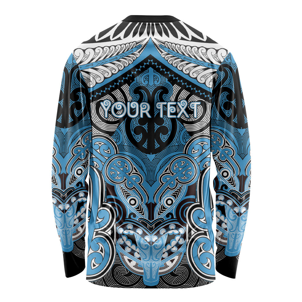 Aotearoa Iwi Ngati Kahungunu Personalised Long Sleeve Shirt Maori Kowhaiwhai Pattern