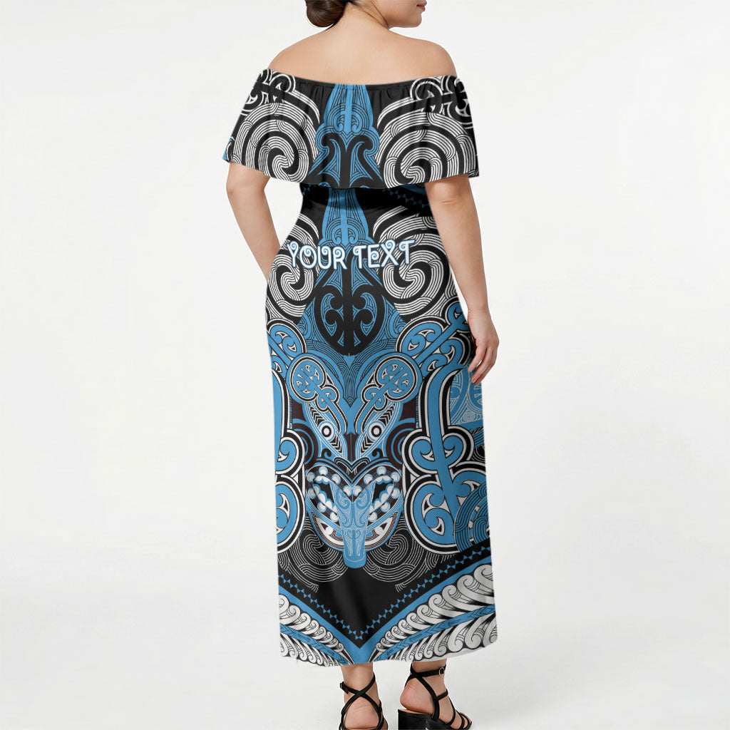 Aotearoa Iwi Ngati Kahungunu Personalised Off Shoulder Maxi Dress Maori Kowhaiwhai Pattern