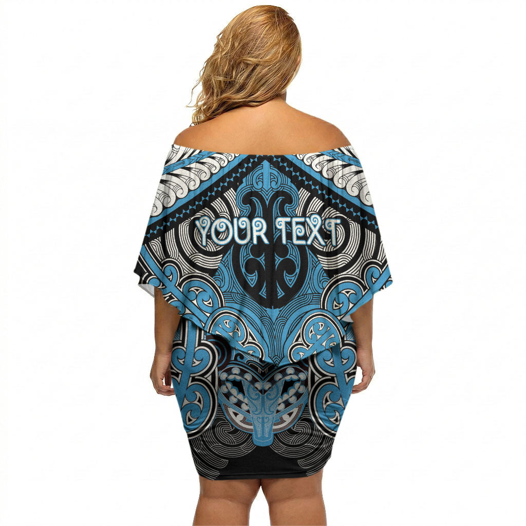 Aotearoa Iwi Ngati Kahungunu Personalised Off Shoulder Short Dress Maori Kowhaiwhai Pattern