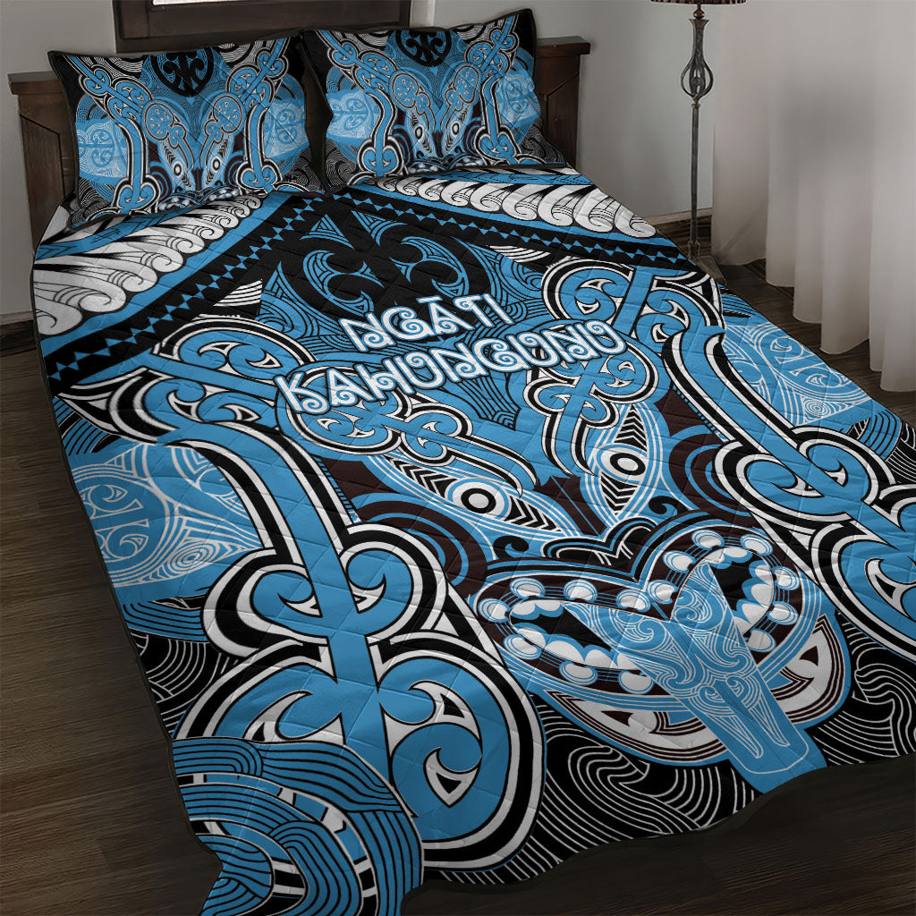 Aotearoa Iwi Ngati Kahungunu Quilt Bed Set Maori Kowhaiwhai Pattern LT19 Blue - Polynesian Pride