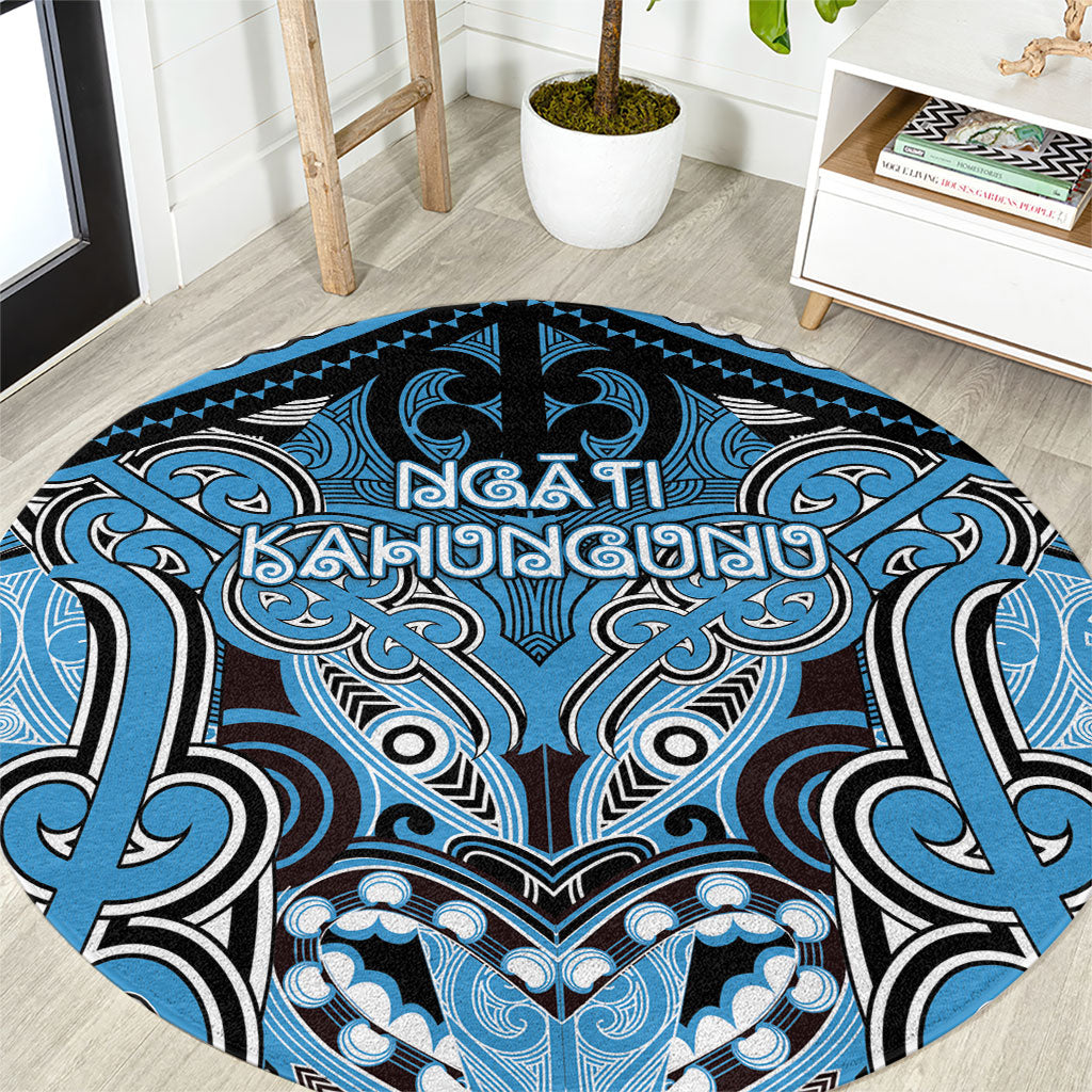 Aotearoa Iwi Ngati Kahungunu Round Carpet Maori Kowhaiwhai Pattern