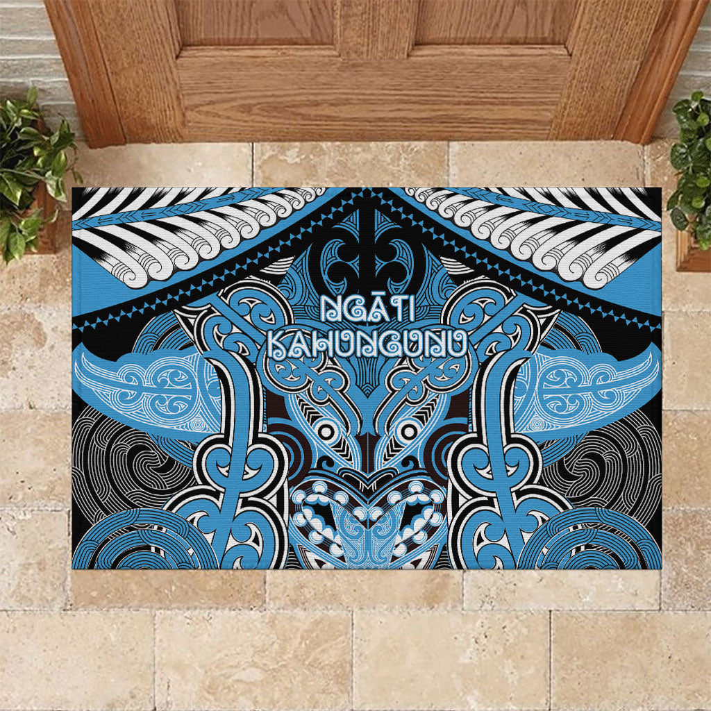 Aotearoa Iwi Ngati Kahungunu Rubber Doormat Maori Kowhaiwhai Pattern LT19 Blue - Polynesian Pride