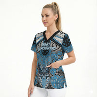 Aotearoa Iwi Ngati Kahungunu Personalised Scrub Top Maori Kowhaiwhai Pattern