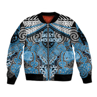 Aotearoa Iwi Ngati Kahungunu Personalised Sleeve Zip Bomber Jacket Maori Kowhaiwhai Pattern