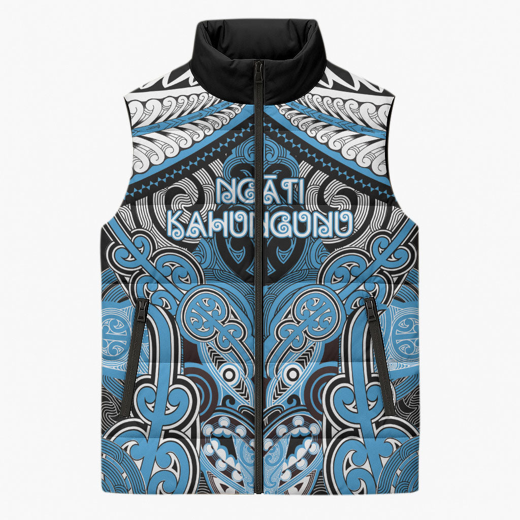 Aotearoa Iwi Ngati Kahungunu Personalised Sleeveless Puffer Jacket Maori Kowhaiwhai Pattern
