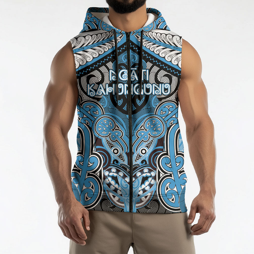 Aotearoa Iwi Ngati Kahungunu Personalised Sleeveless Zip Hoodie Maori Kowhaiwhai Pattern