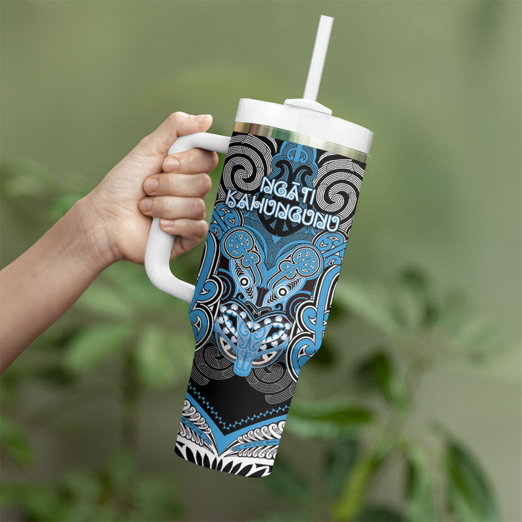 Aotearoa Iwi Ngati Kahungunu Personalised Tumbler With Handle Maori Kowhaiwhai Pattern