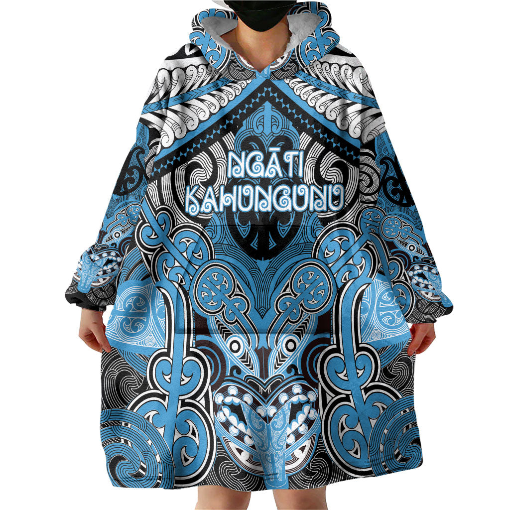 Aotearoa Iwi Ngati Kahungunu Personalised Wearable Blanket Hoodie Maori Kowhaiwhai Pattern